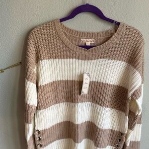Striped Beige and White Sweater
